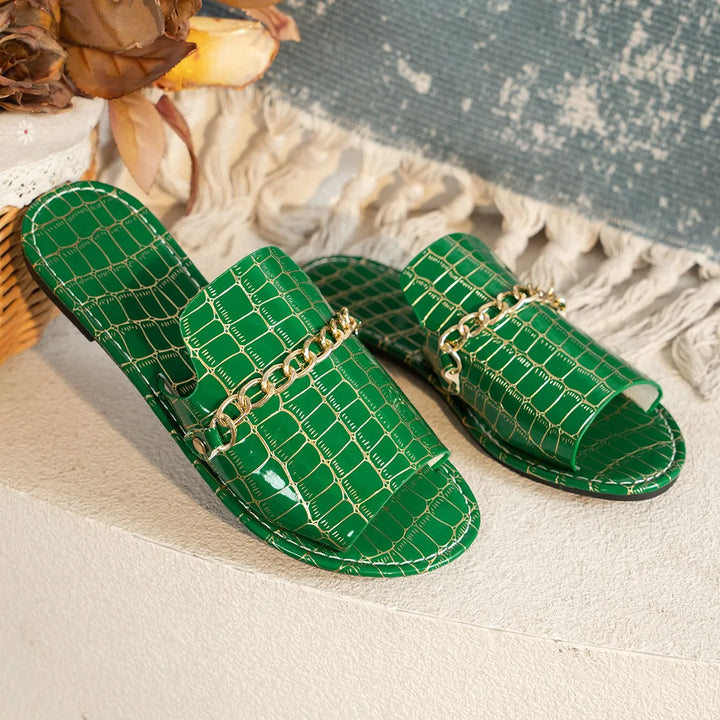 Sophia Croc Skin Sandals - London Lake