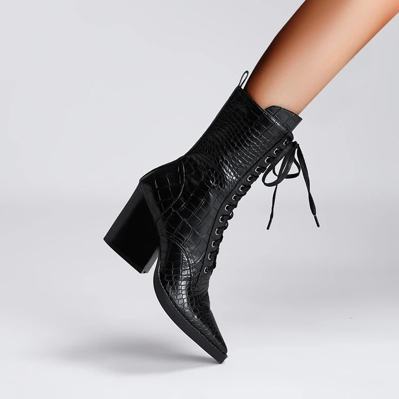 Westline Lace-Up Leather Boots - London Lake