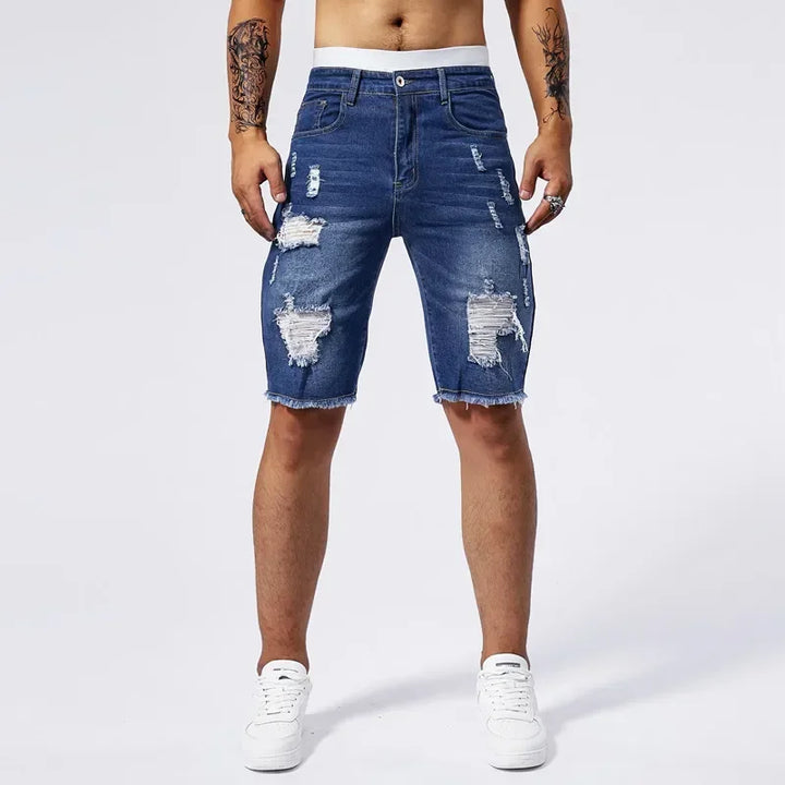 Distressed Denim Shorts - London Lake