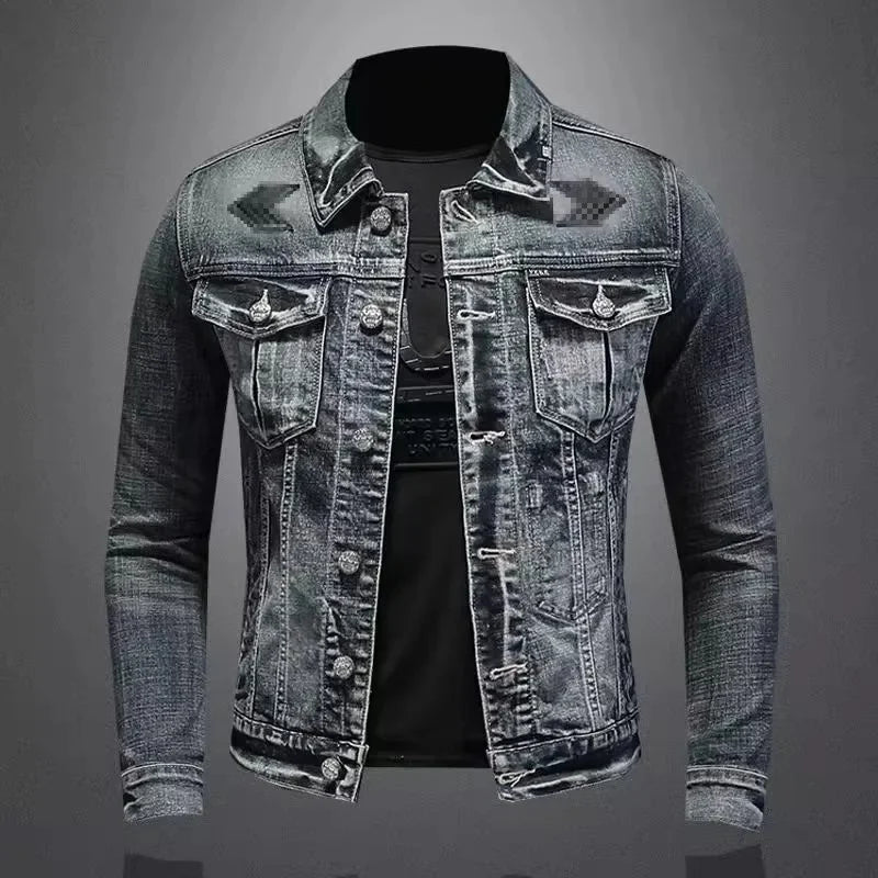 Denim jacket on a gray background