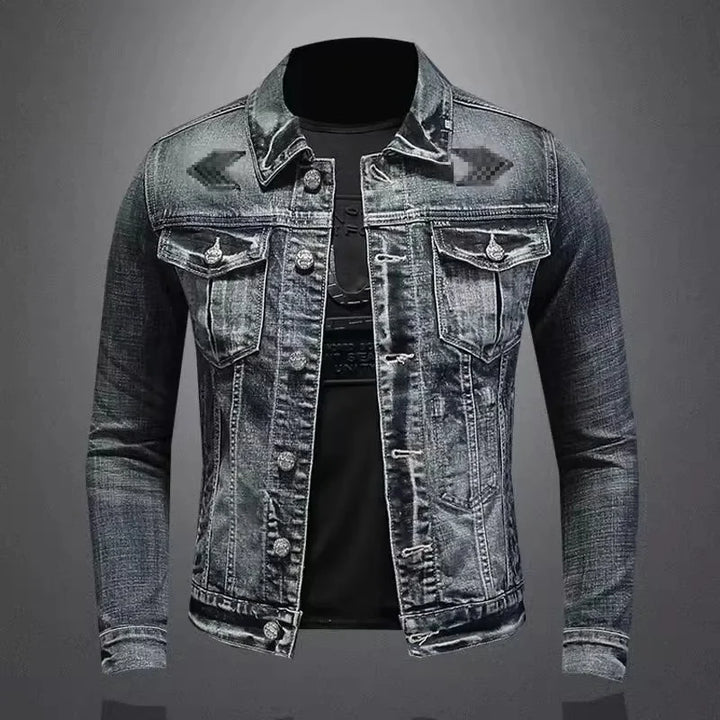 Denim jacket on a gray background