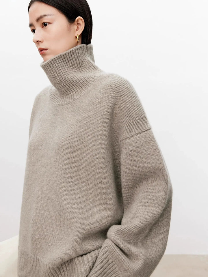 Oversized Turtleneck Cashmere Sweater - London Lake