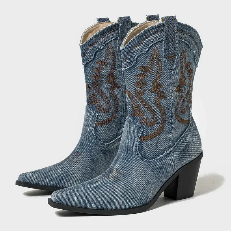 Denim Ankle Boots - London Lake