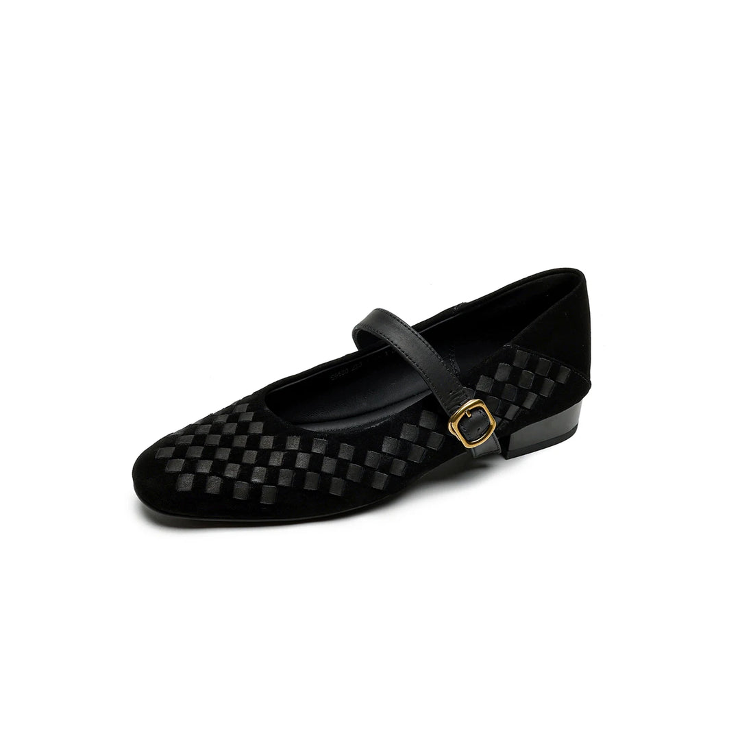 Elara Woven Leather Mary Janes - London Lake