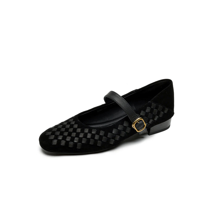 Elara Woven Leather Mary Janes - London Lake