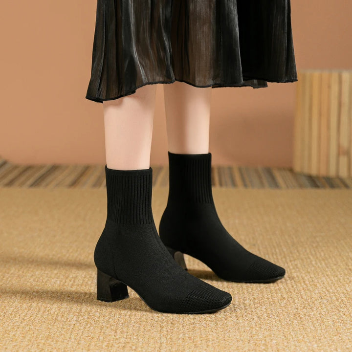 Soft Knitted Ankle Boots - London Lake