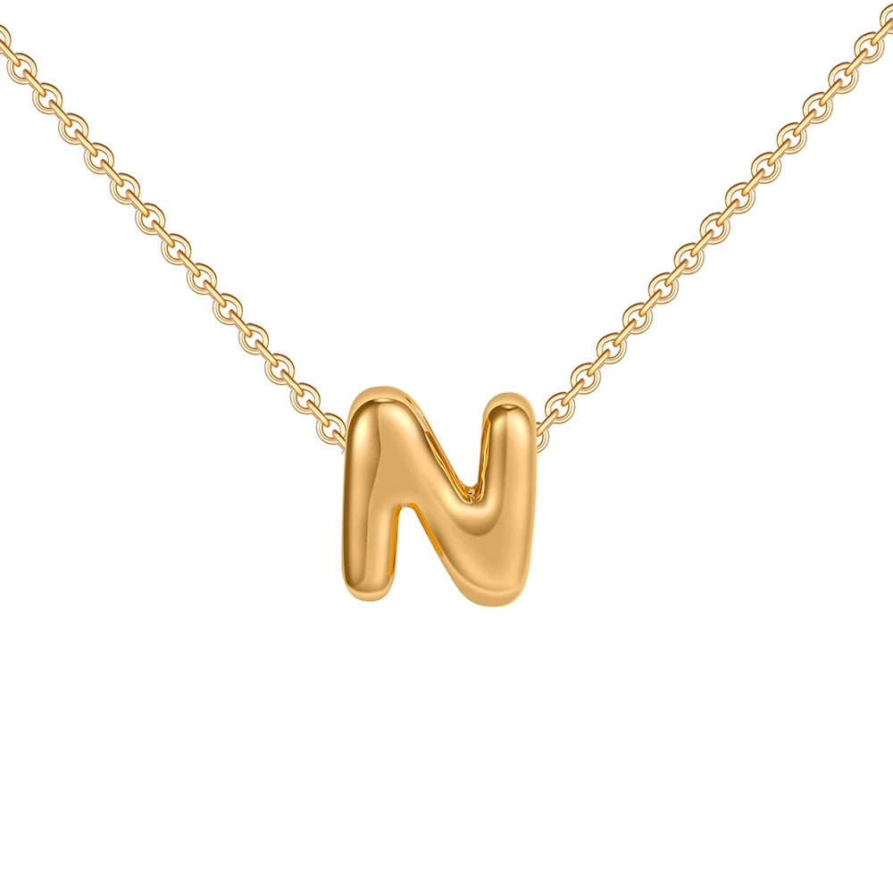 Initial Bubble Charm Necklace - London Lake
