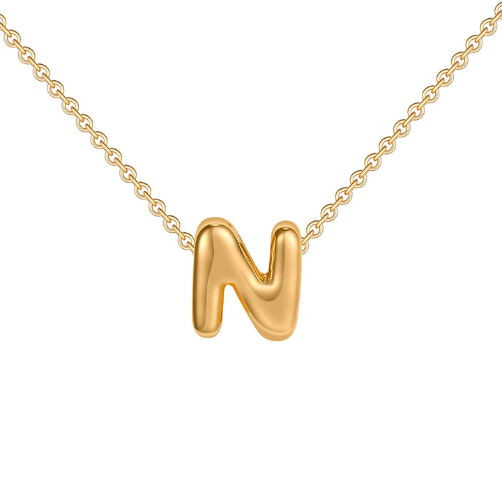 Initial Bubble Charm Necklace - London Lake