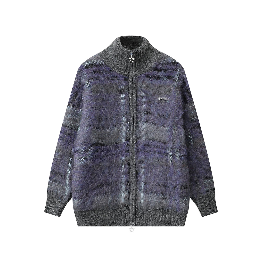Astoria Oversized Plaid Knit Cardigan - London Lake