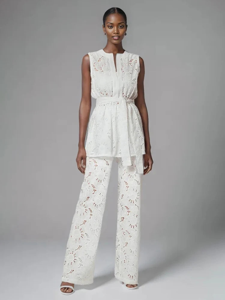 Riviera Embroidered Two-Piece Set - London Lake