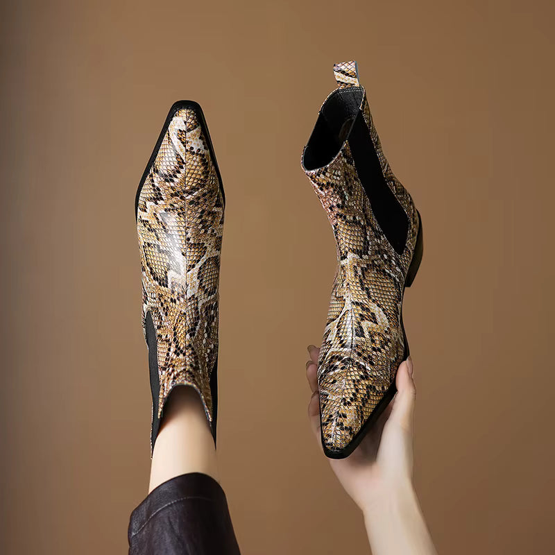 Aspen Snakeskin Leather Boots - London Lake