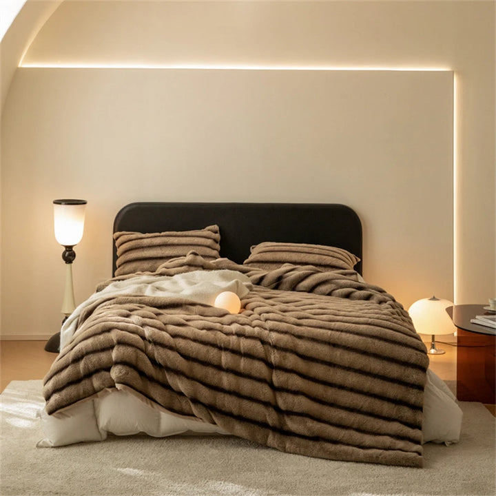 Faux Fur Rabbit Throw Blanket - London Lake