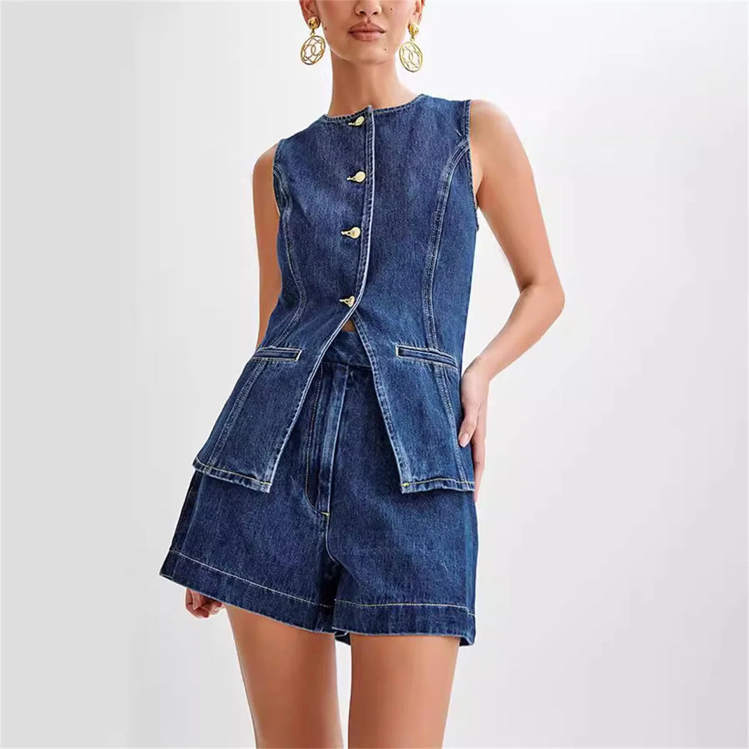 Chic Two-Piece Denim Set - London Lake