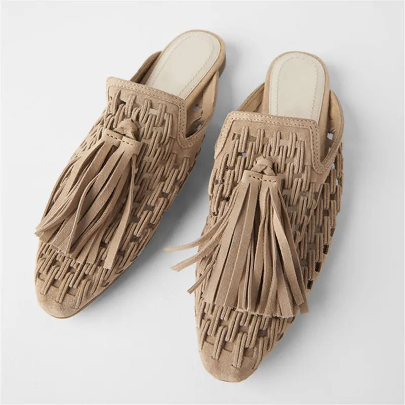 Tassel Fringe Mules - London Lake