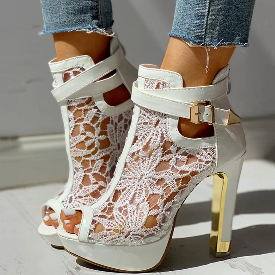 Ella Floral Heels - London Lake