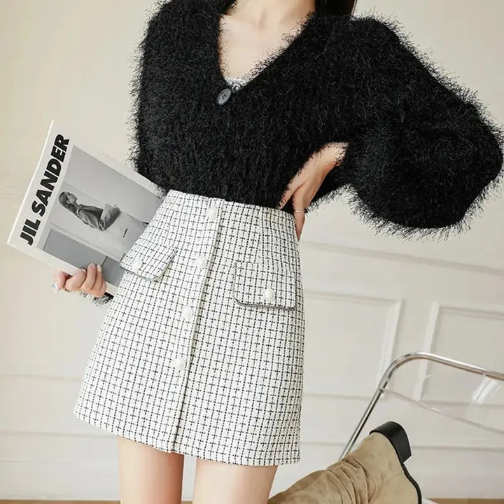 Modena Tweed Skirt - London Lake
