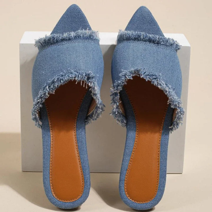 Riviera Denim Slides - London Lake