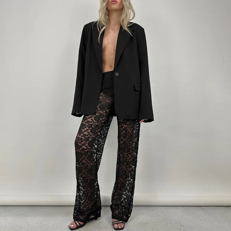 Celeste Sheer Lace Pants - London Lake