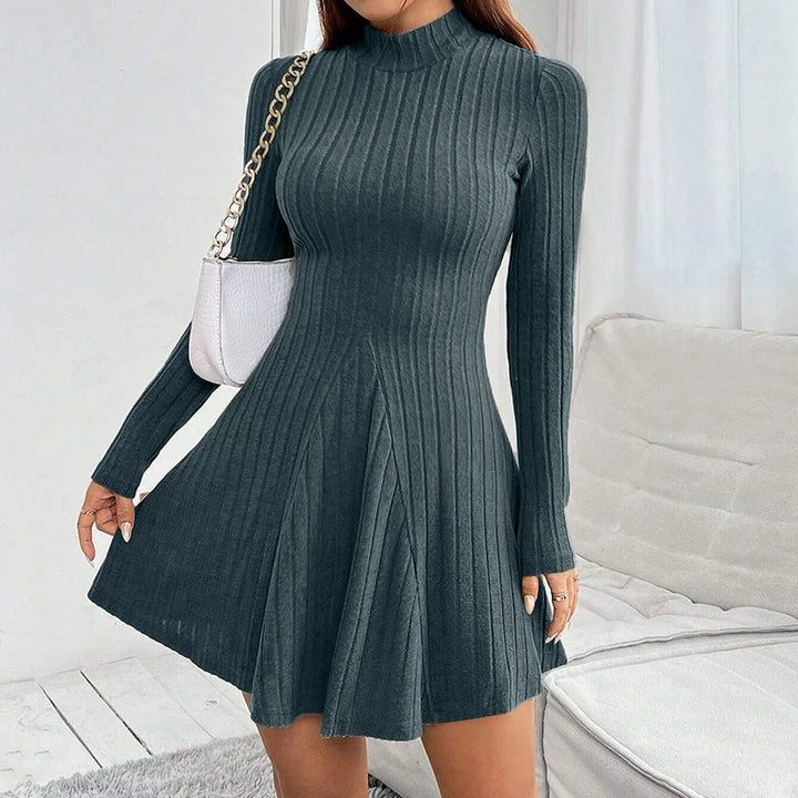 Mia Muse Mock Neck Knit Dress - London Lake
