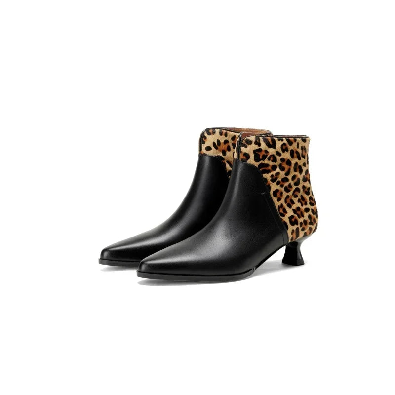 Leopard Whisper Leather Boots - London Lake