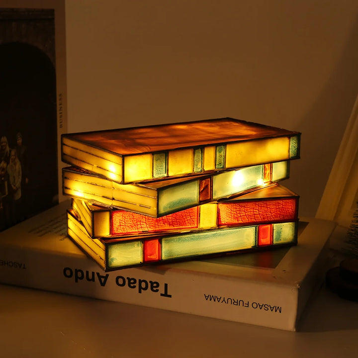 Stained Glass Book Lamp - London Lake