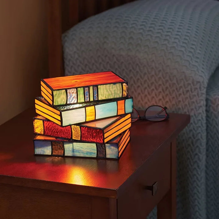 Stained Glass Book Lamp - London Lake
