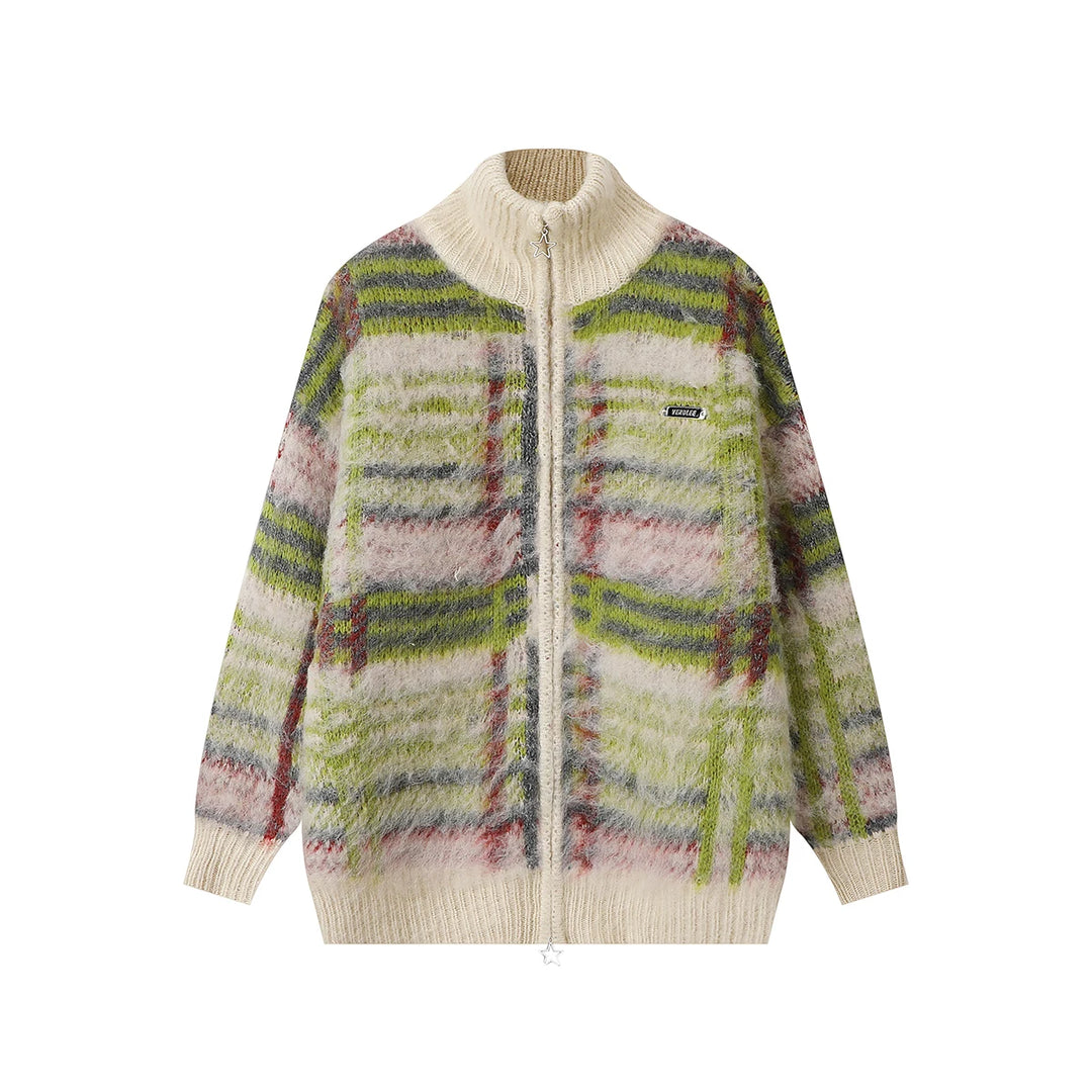 Astoria Oversized Plaid Knit Cardigan - London Lake