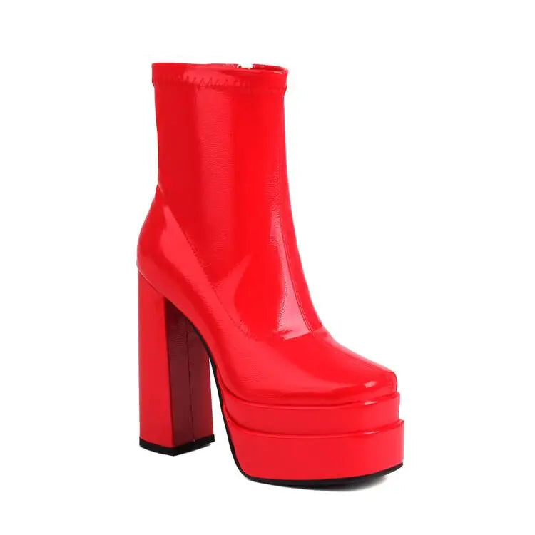 High Heeled Zipper Ankle Platform Boots - London Lake