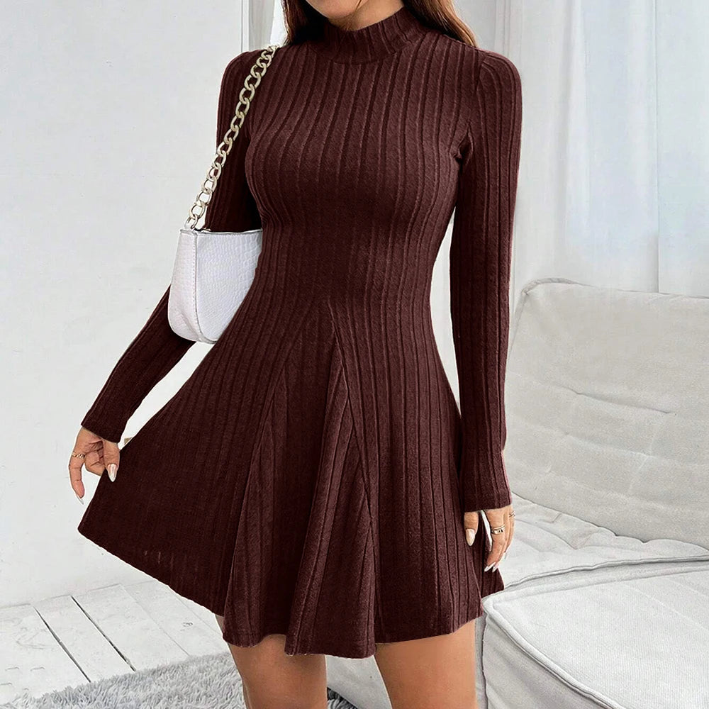 Mia Muse Mock Neck Knit Dress - London Lake