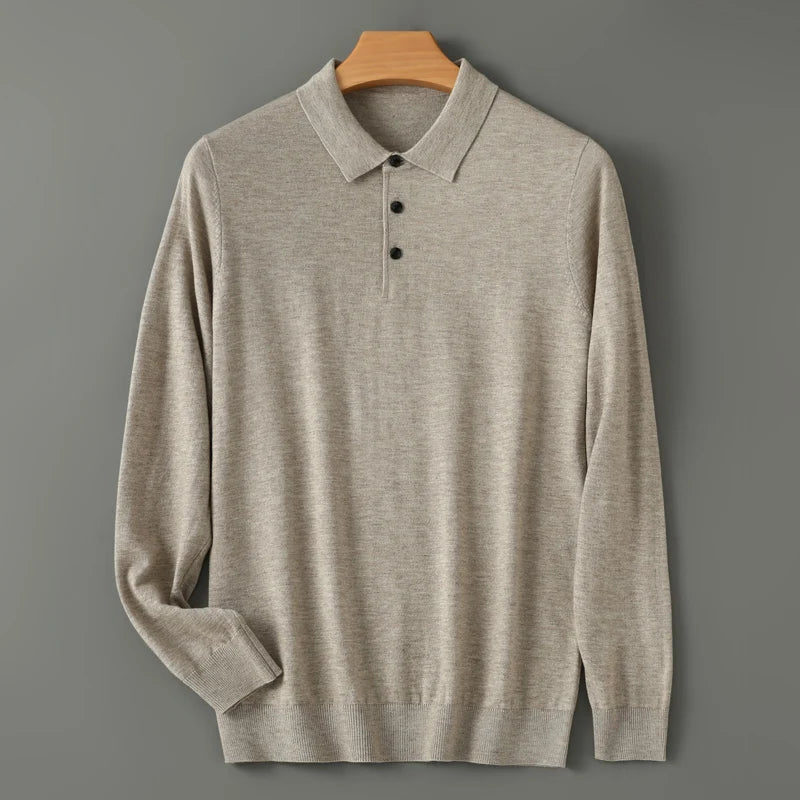 Ultimate Merino Cashmere Polo Sweater - London Lake
