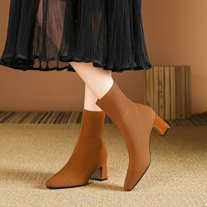 Soft Knitted Ankle Boots - London Lake