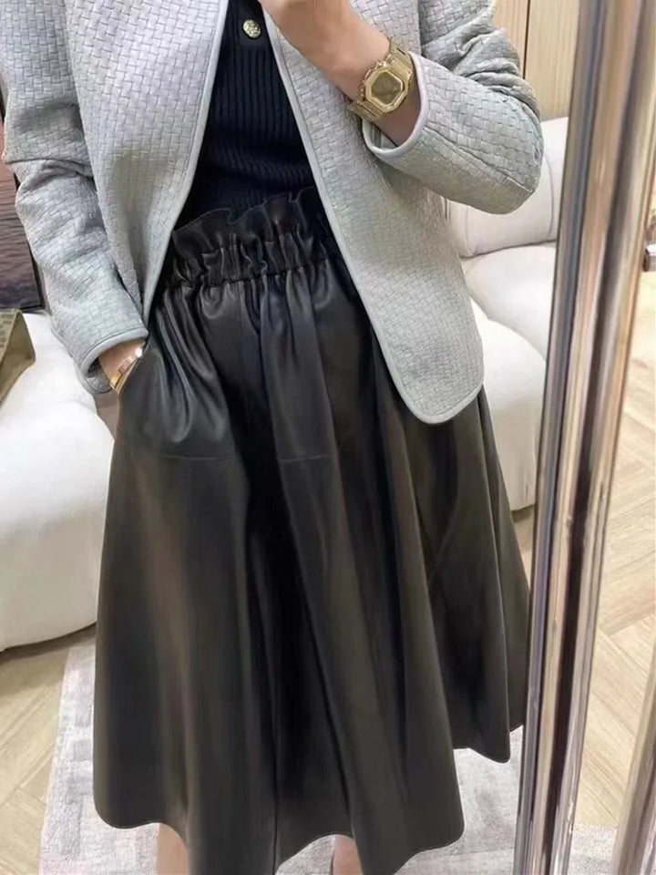 Midi Genuine Leather Skirt - London Lake