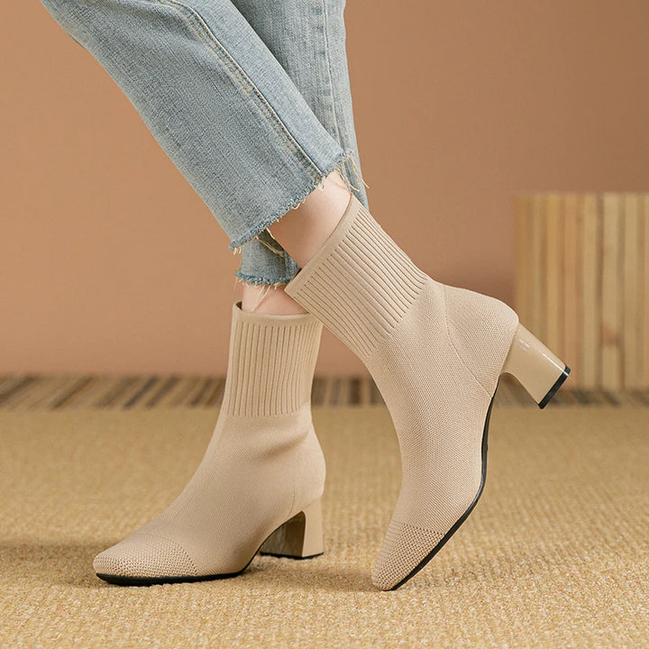 Soft Knitted Ankle Boots - London Lake