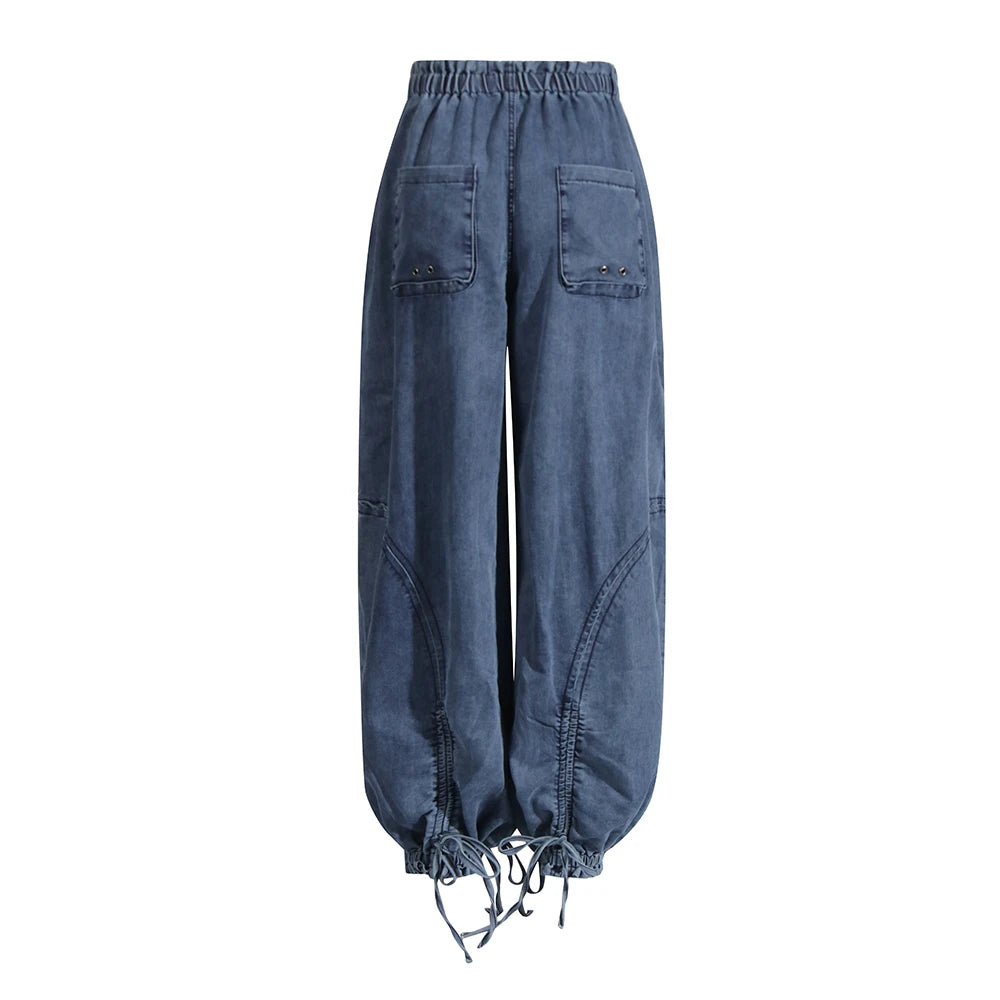 Ella Drawstring Cargo Jeans - London Lake
