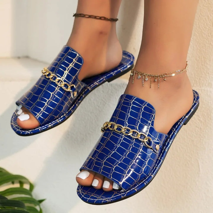 Sophia Croc Skin Sandals - London Lake