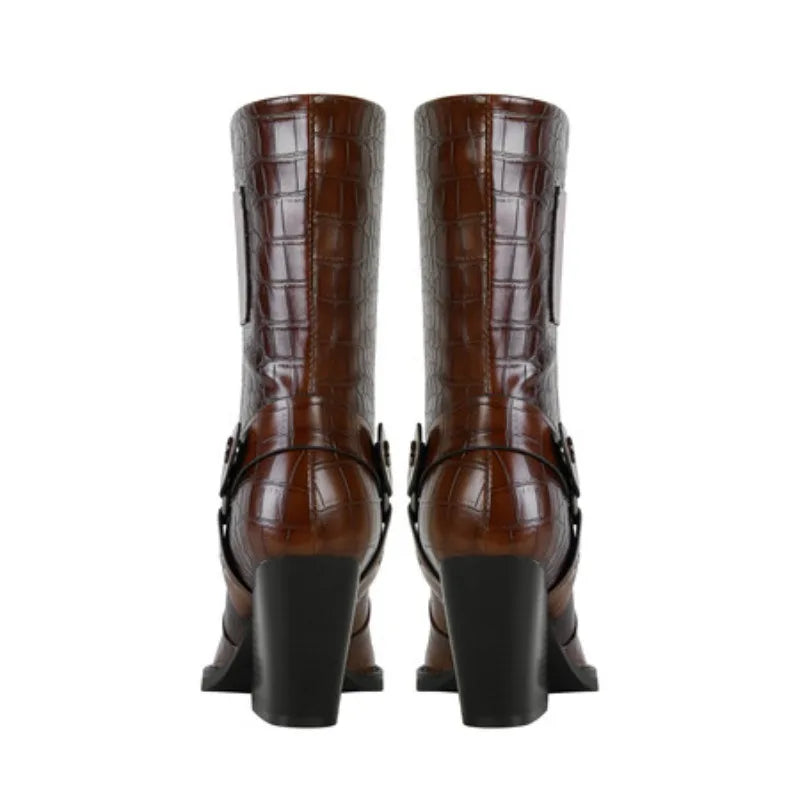 Westline Buckle Ankle Boots - London Lake