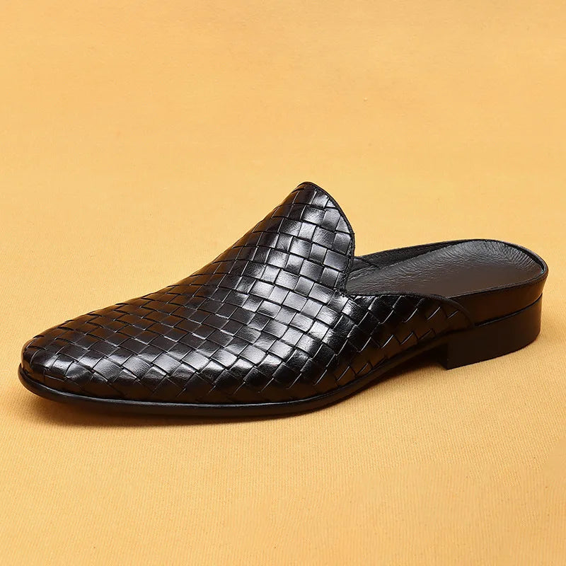 Italian Genuine Woven Leather Flats - London Lake