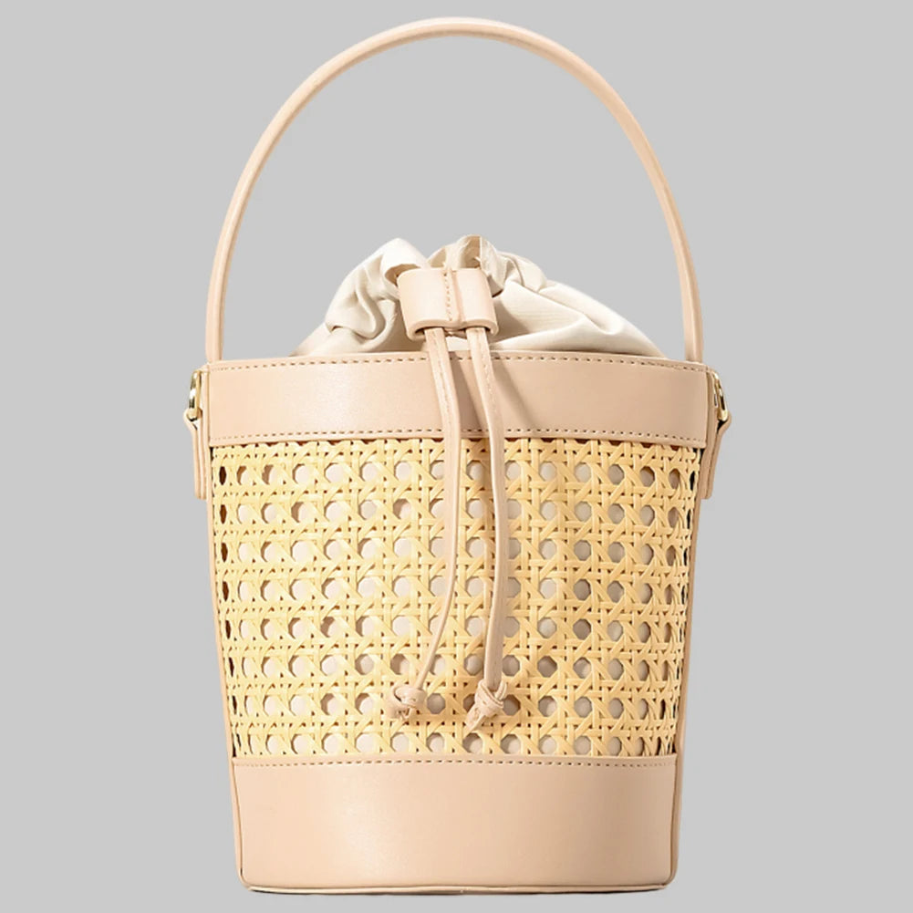 Lana Woven Leather Mini Bucket Bag - London Lake