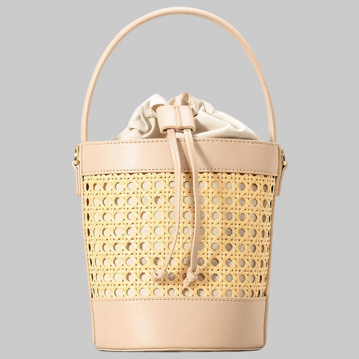 Lana Woven Leather Mini Bucket Bag - London Lake