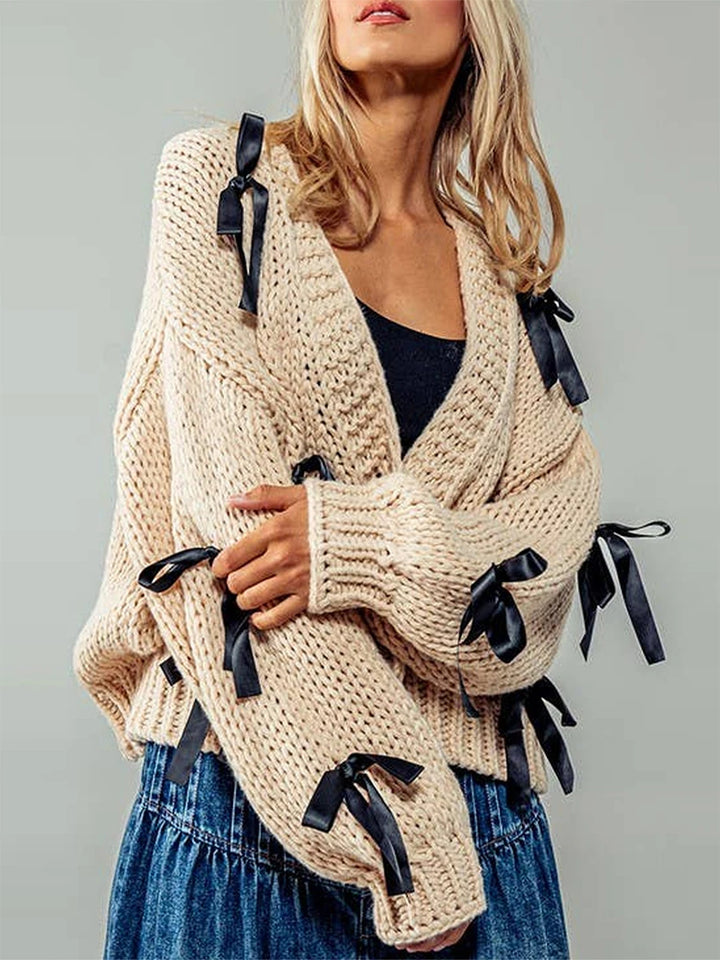 Serenade Bow Knit Cardigan - London Lake