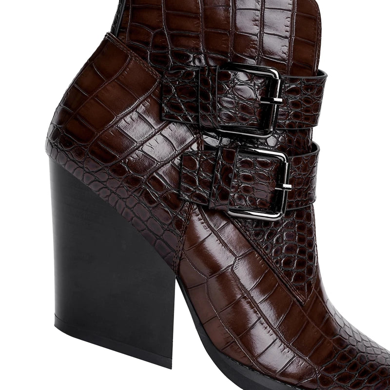 Westline Buckle Leather Boots - London Lake