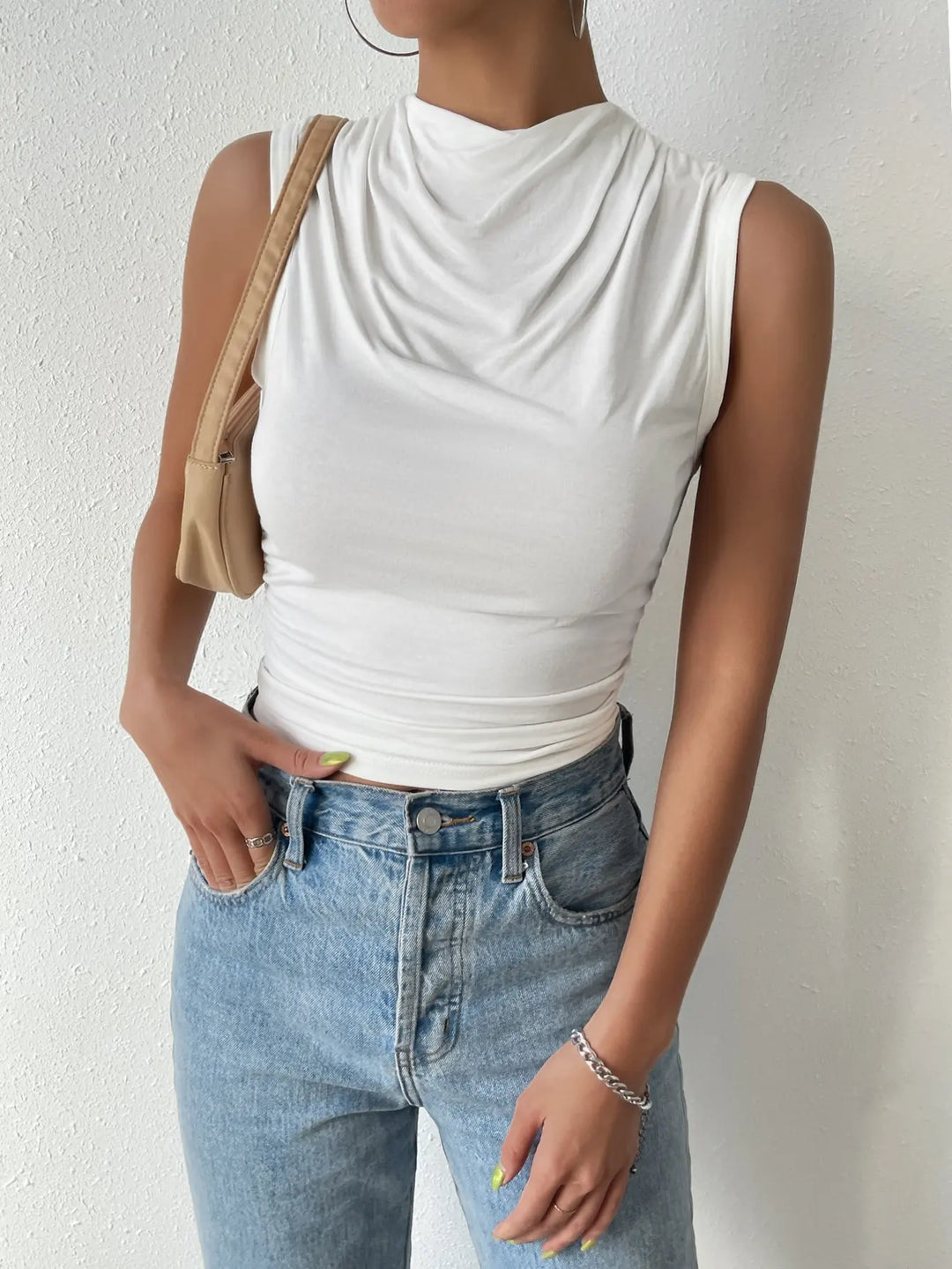 Paloma Mock Neck Tank - London Lake