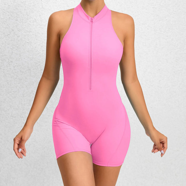Zip V-Back Bodysuit Shorts - London Lake