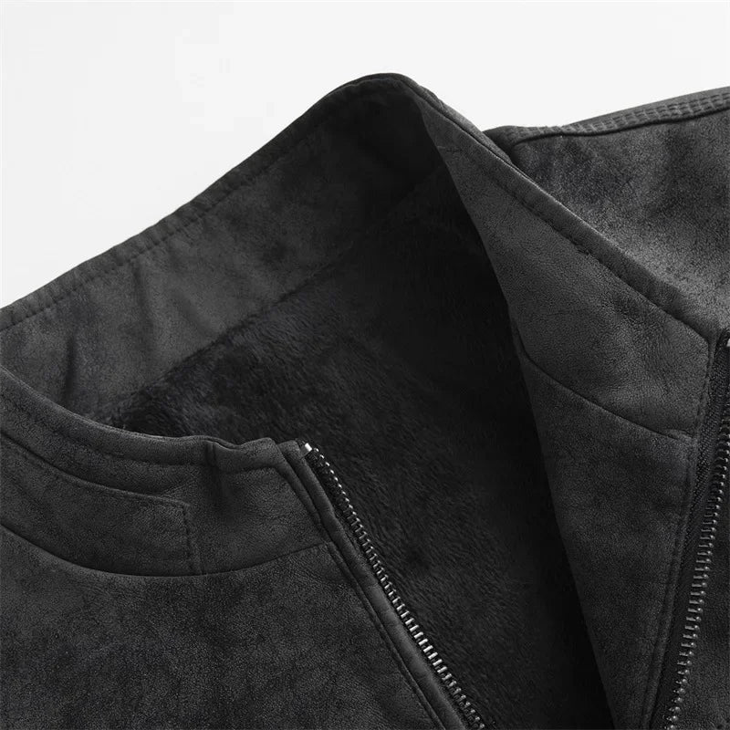 Harlow Fleece-Lined Leather Jacket - London Lake