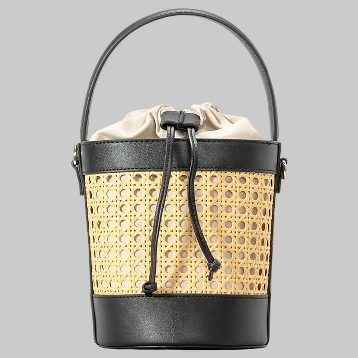 Lana Woven Leather Mini Bucket Bag - London Lake