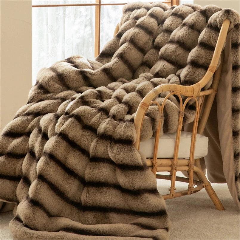 Faux Fur Rabbit Throw Blanket - London Lake