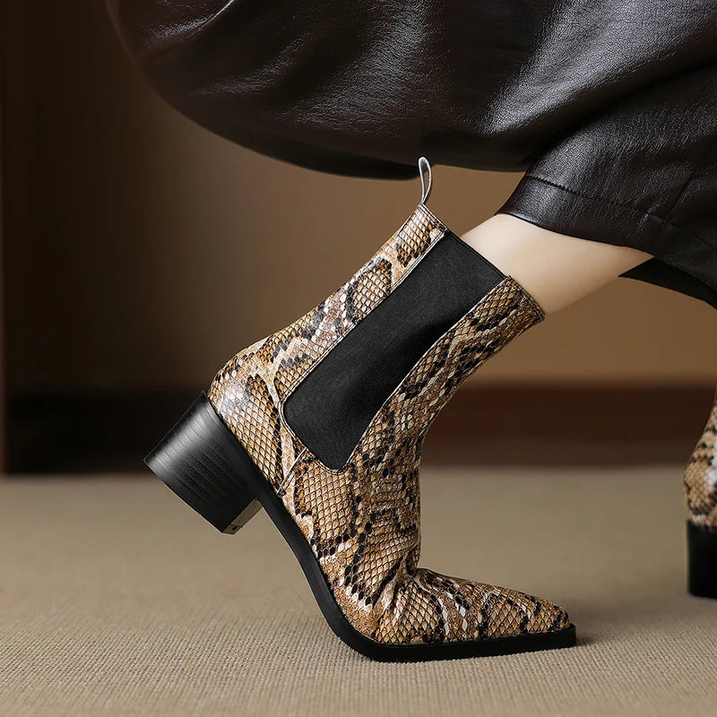 Aspen Snakeskin Leather Boots - London Lake