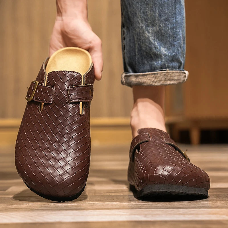 Lorenzo Woven Leather Clogs - London Lake