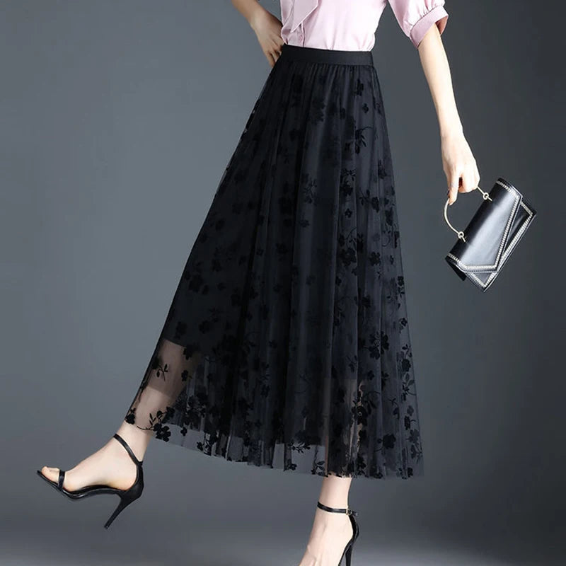 Whisper Floral Midi Skirt - London Lake