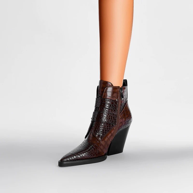 Westline Buckle Leather Boots - London Lake